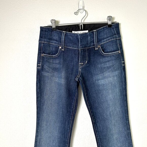 Freedom of Choice Jeans Womens Size 4 Blue Denim Wide Leg Bootcut Stretch FOC - Picture 2 of 15